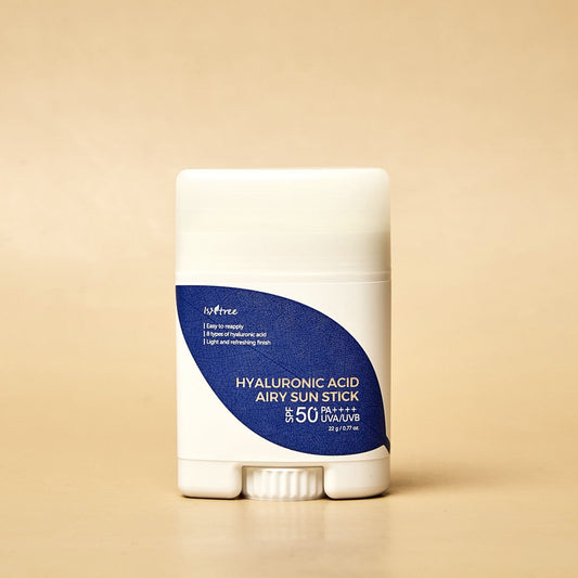 ISNTREE Hyaluronic Acid Airy Sun Stick SPF 50+ PA++++ 0.77 Oz - Non-Nano Sunscreen with 8 Types of Hyaluronic Acid
